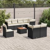  9-dijelni set vrtnih sofa s jastucima crni od poliratana | shoptok.hr