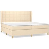  Krevet s oprugama i madracem krem 200 x 200 cm od tkanine | shoptok.hr