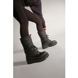 Marjin Women's Snow Boots With Thick Soles Lace-Up Shearling Insole Visra Black Cene
