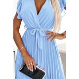 numoco basic Women's pleated chiffon dress with neckline and ruffles Numoco | Shoptok.si