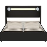 Lumor Oblazinjena postelja 140x200 cm iz umetnega usnja, z LED, Bluetooth, USB in letvičastim okvirjem - črna, (22151100) | Shoptok.si