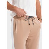 Ombre Men's sweatpants joggers with contrasting stripes - beige | Shoptok.si