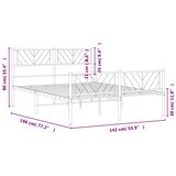  Metalni okvir kreveta uzglavlje i podnožje crni 135x190 cm | shoptok.hr