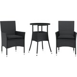  The Living Store Vrtna jedilna garnitura 3-delna z blazinami črn poli ratan - Vrtna Jedilna Garnitura, (21447062) | Shoptok.si