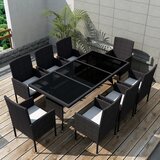 vidaXL 9-dijelni vrtni blagovaonski set od poliratana s jastucima crni | shoptok.hr