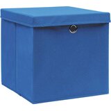  Kutije za pohranu s poklopcima 10 kom plave 32x32x32 cm tkanina | shoptok.hr