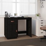 vidaXL Pisalna miza črna 95x50x75 cm trdna borovina Cene