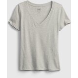 GAP Women's Grey T-Shirt 100% Organic Cotton Vintage V-neck T-Shirt | Shoptok.si
