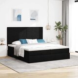 vidaXL Otomanski posteljni okvir z vzmetnicami črn 200x200 cm blago | Shoptok.si