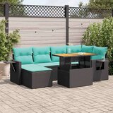  Vrtna garnitura - 7-dijelni set vrtnih sofa od poliratana s jastucima crni - Crna sa spremištem 1 | shoptok.hr