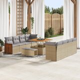 vidaXL 11 delni vrtni sofa komplet z blazinami bež poli ratan akacija | Shoptok.si