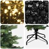  Umjetno božićno drvce s kuglicom 180 cm 300 LED lampica - 180 cm s LED-ima i crnim lopticama | shoptok.hr