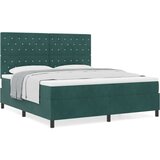 vidaXL Box Spring Postelja z Blazino Temno Zelena Super Kraljevska Žamet, (22052647) | Shoptok.si