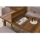 Hanah home vina bench 04 0701 walnut grey (produžni trpezarijski sto, stolice i konzola (6 komada) | ePonuda.com