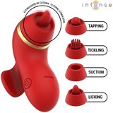 Intense Patty Stimulator with 4 Heads, Suction, Tapping, Tickling & Licking Red Cene