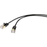 Renkforce RF-4538184 RJ45 omrežni kabel\, Patch kabel CAT 8.1 F/FTP 0.25 m črna izjemno tanek\, pozlačeni konektorji 1 kos, (20418800) | Shoptok.si