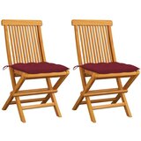 Maison Chic Vrtni stoli - Stol za vrt z vinsko rdečimi blazinami 2 kosa trdna tikovina JS2594, (21876472) | Shoptok.si