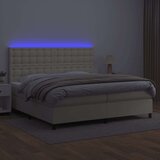  Box spring postelja z vzmetnico LED krem 200x200cm umetno usnje, (20901347) | Shoptok.si