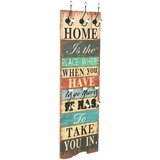 Zidna vješalica za kapute sa 6 kuka "HOME IS" 120 x 40 cm | shoptok.hr