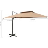  Konzolni vrtni suncobran s dvostrukim vrhom 300x300 cm taupe | shoptok.hr