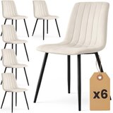 AKORD Livo Prešiti Jedilni Stoli Iz Žameta, Komplet 6 Stolov, Bež, Črne Noge, (5000333422) | Shoptok.si