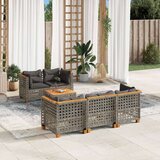  6-dijelni set vrtnih sofa od poliratana s jastucima sivi | shoptok.hr