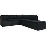  4-dijelna vrtna garnitura od poliratana s jastucima crna | shoptok.hr