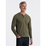 Ombre HENLEY men's neckline longsleeve - dark olive Cene