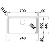 Blanco podgradna sudopera ETAGON 700-U saten polirano- 700x400/190 mm | ePonuda.com