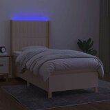  Box spring postelja z vzmetnico LED krem 100x200 cm blago, (20902226) | Shoptok.si