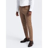 Ombre Men's classic cut chino pants with fine texture - brown | shoptok.hr