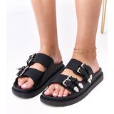 Gemre Black women's slides with decorative buckles Fetta | ePonuda.com