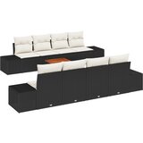 vidaXL 7-dijelni vrtni kauč set s jastučićima, crni, poli ratan, acacija | shoptok.hr