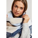 Marisse Navy Blue Checkered Scarf With Fringes | ePonuda.com