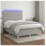  Krevet box spring s madracem LED svjetlosivi 140x200 cm tkanina | shoptok.hr