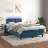 Krevet box spring s madracem LED tamnoplavi 120x200 cm baršun | shoptok.hr