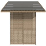  Vrtni stol sa staklenom pločom bež 190x80x74 cm od poliratana | shoptok.hr