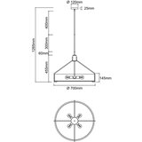 Open Design OR85662 - Luster na štapu DORETTO 6xE27/15W/230V prečnika 70 cm zlatna/bela | Eponuda.com