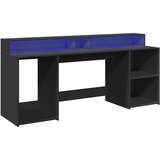  Radni stol s LED svjetlima crni 200x55x91 cm konstruirano drvo | shoptok.hr