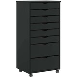 vidaXL Rolling Cabinet s predali MOSS Black Masivni les borovega lesa | Shoptok.si