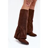 Boto Women's Slip-On Cowboy Boots With Heels And Fringes Brown Zalia | shoptok.hr