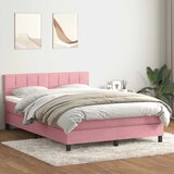 Box Spring krevet s madracem i LED ružičasti 140x220 cm baršun | shoptok.hr