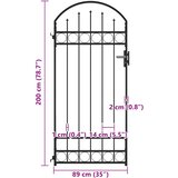  Vrata za ogradu ASSEN s lučnim vrhom čelik 89x200 cm crna | Eponuda.com