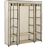 vidaXL garderobna omara s predelki in palicami krem 150x45x176cm blago Cene