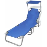  Sklopiva ležaljka za sunčanje s baldahinom čelik i tkanina plava