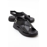 LuviShoes VOGG Women's Black Skin Genuine Leather Sandals Cene