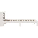 vidaXL Posteljni okvir z vzglavjem bel 100x200 cm trdna borovina | Shoptok.si