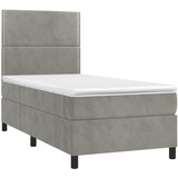  box spring s madracem LED svjetlosivi 100x200 cm baršun | shoptok.hr