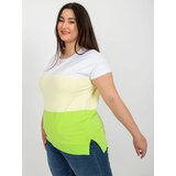 Fashion Hunters White and yellow cotton blouse of larger size Cene