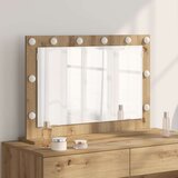 vidaXL Ogledalo za ličila Umetniški hrast, Bela Les, Kovina, Steklo | Shoptok.si